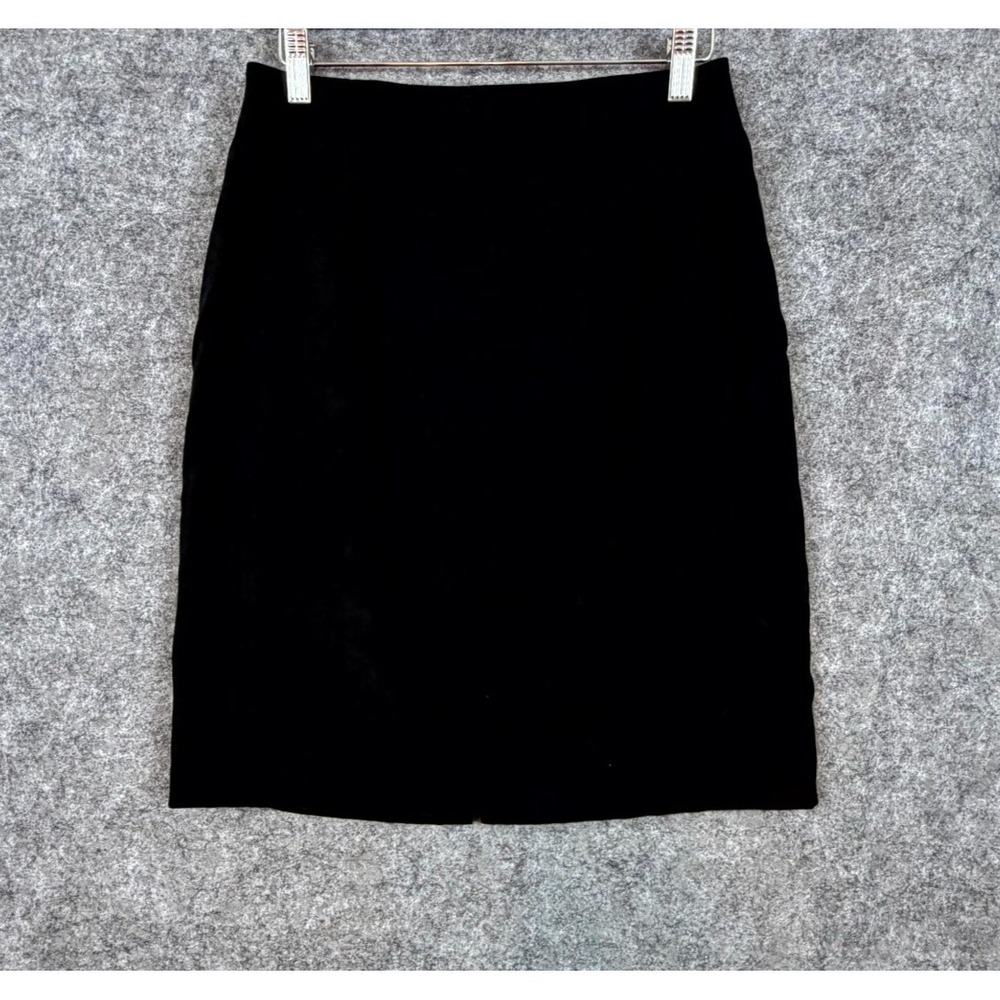 Womens Velvet Pencil Skirt 10 Black Stretch Bodycon Fit Back Zip Office Wear